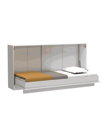 Letto singolo a scomparsa Life con apertura orizzontale bianco