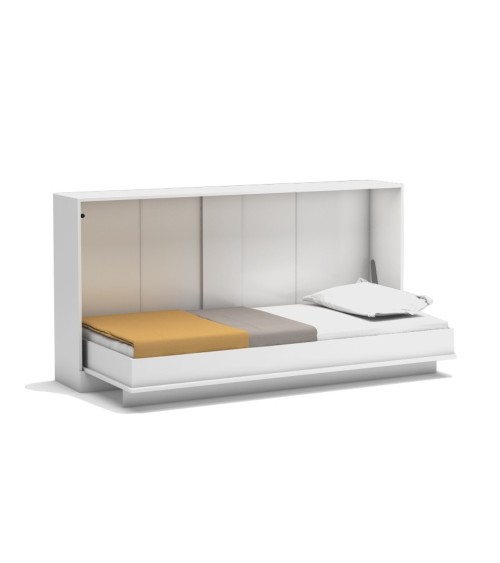 Letto singolo a scomparsa Life con apertura orizzontale bianco