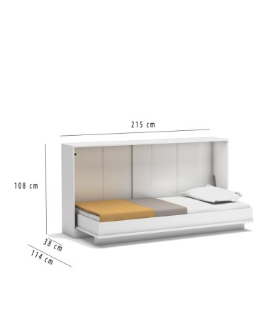 Letto singolo a scomparsa Life con apertura orizzontale bianco