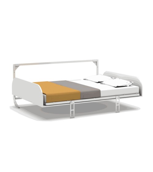 Letto matrimoniale a scomparsa Simple con apertura orizzontale bianco