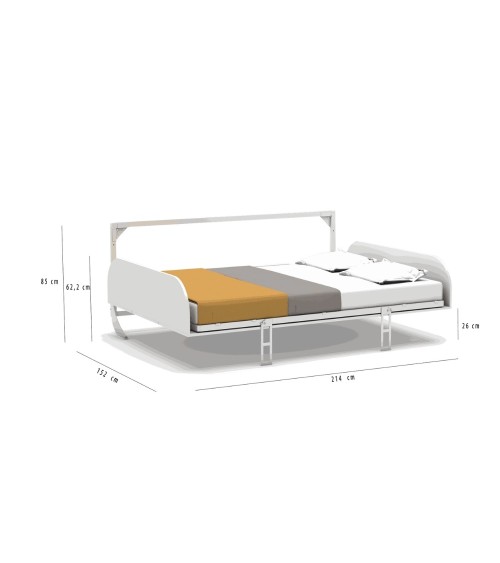 Letto matrimoniale a scomparsa Simple con apertura orizzontale bianco