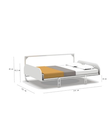 Letto matrimoniale a scomparsa Simple con apertura orizzontale bianco