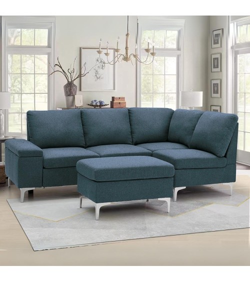 Divano angolare destro Dina con bracciolo apribile contenitore colore grigio