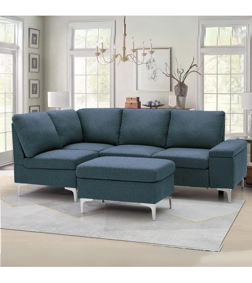 Divano angolare sinistro Dina con bracciolo apribile contenitore colore grigio