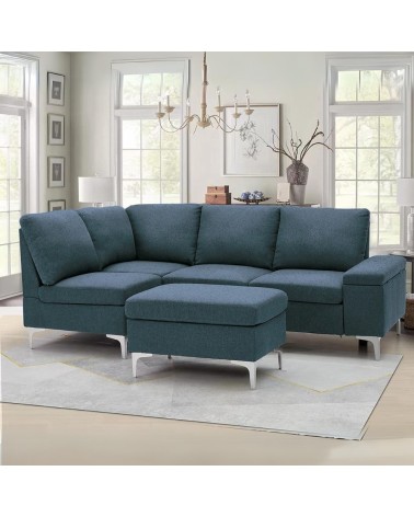 Divano angolare sinistro Dina con bracciolo apribile contenitore colore grigio