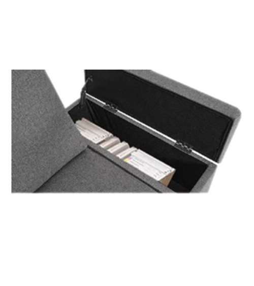 Divano angolare sinistro Dina con bracciolo apribile contenitore colore grigio