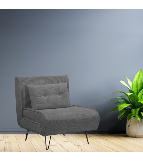 Poltrona letto Quarzo senza braccioli colore grigio scuro con piedini in metallo