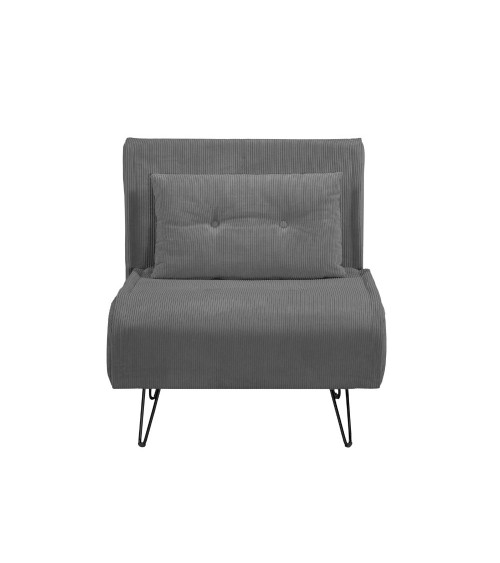 Poltrona letto Quarzo senza braccioli colore grigio scuro con piedini in metallo