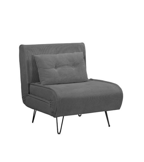 Poltrona letto Quarzo senza braccioli colore grigio scuro con piedini in metallo
