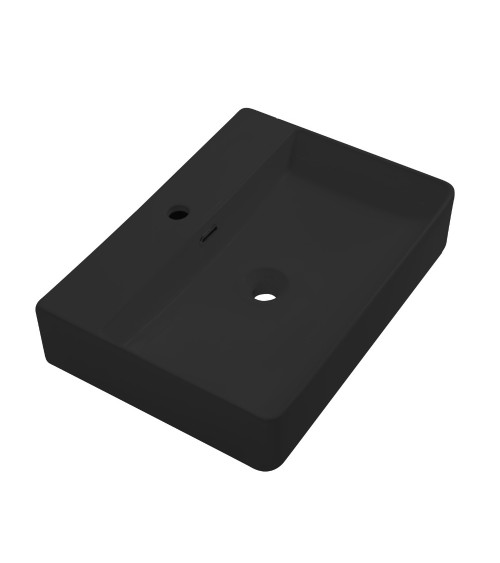 Lavabo da appoggio 9555 in ceramica 60x42x13 cm nero opaco