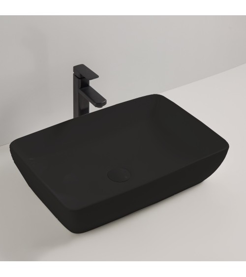 Lavabo da appoggio 9440B in ceramica 59x40x14.5 cm nero opaco