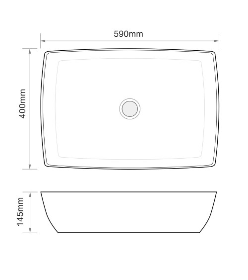 Lavabo da appoggio 9440B in ceramica 59x40x14.5 cm nero opaco