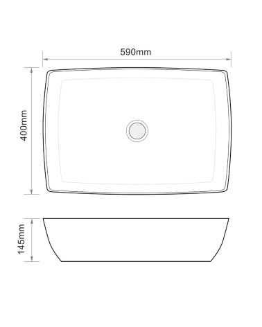 Lavabo da appoggio 9440B in ceramica 59x40x14.5 cm nero opaco