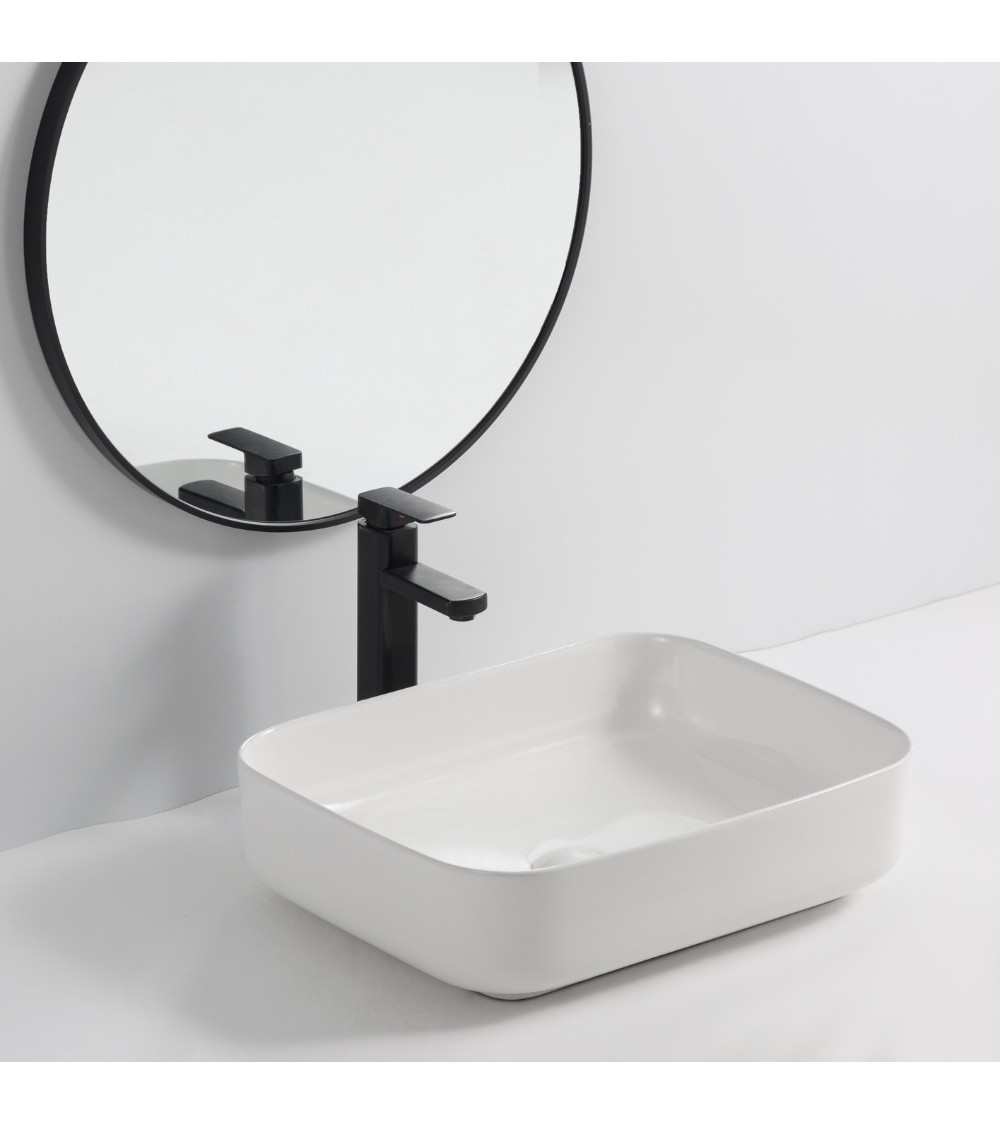 Lavabo da appoggio BOWL9391B in ceramica 50x39x13 cm. bianco