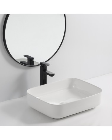 Lavabo da appoggio BOWL9391B in ceramica 50x39x13 cm. bianco
