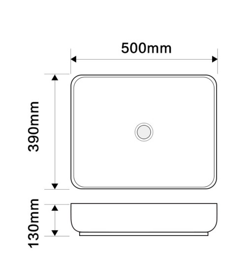 Lavabo da appoggio BOWL9391B in ceramica 50x39x13 cm. bianco