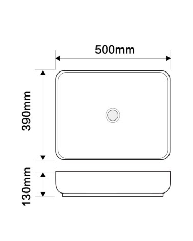 Lavabo da appoggio BOWL9391B in ceramica 50x39x13 cm. bianco