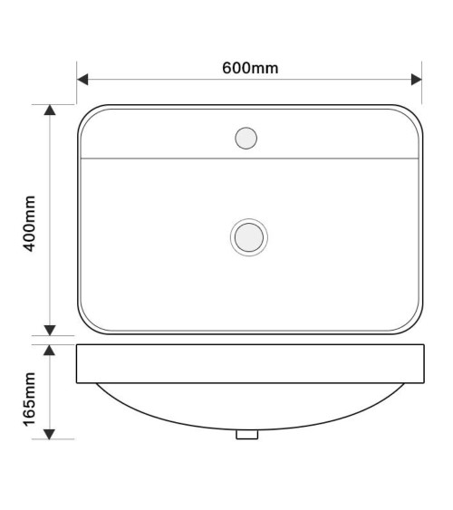 Lavabo da semincasso CUP6026B in ceramica 60x40x16.5 cm bianco