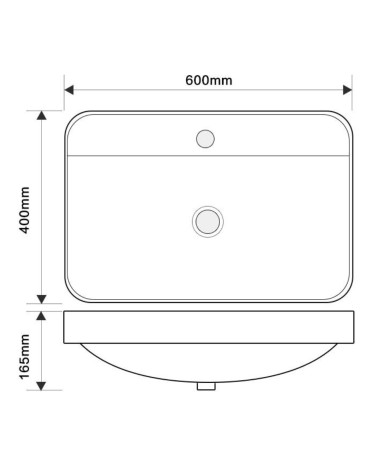 Lavabo da semincasso CUP6026B in ceramica 60x40x16.5 cm bianco