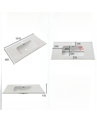 Lavabo consolle da appoggio VAS836-100 101x46.5x14 cm. bianco