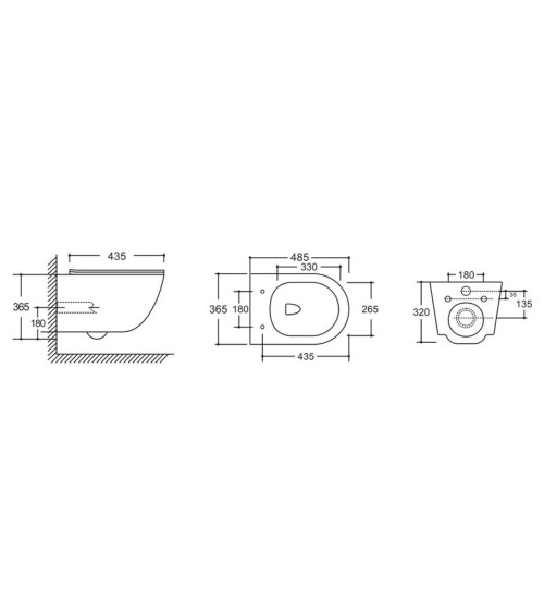 WC sospeso YJ-2381MB 36.5x48.5x36.5 cm nero opaco