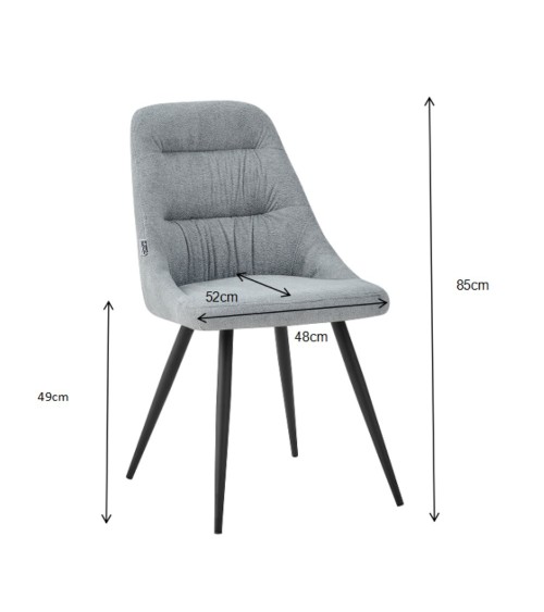 Sedia imbottita Cascade in tessuto colore grigio chiaro set 2 pezzi