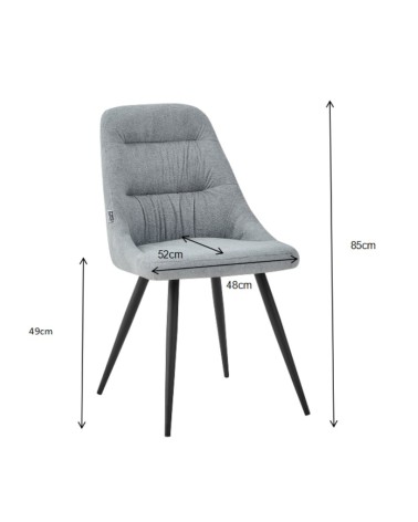 Sedia imbottita Cascade in tessuto colore grigio chiaro set 2 pezzi