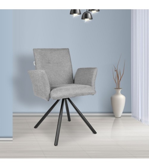 Sedia imbottita girevole Mosaic in tessuto colore grigio set 2 pezzi