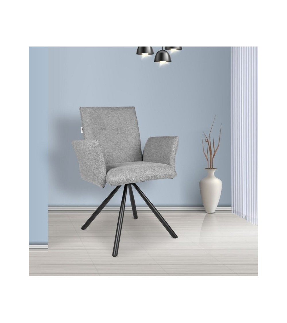 Sedia imbottita girevole Mosaic in tessuto colore grigio set 2 pezzi