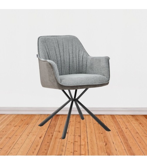 Sedia imbottita Comet con retro elephant e seduta grigia set 2 pezzi