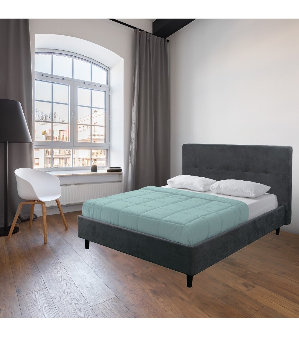 Letto matrimoniale Snello con rete fissa in tessuto Ash grigio