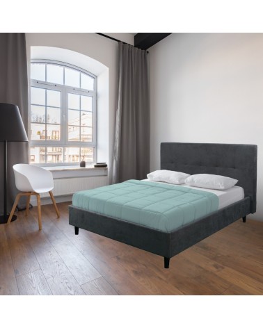 Letto matrimoniale Snello con rete fissa in tessuto Ash grigio