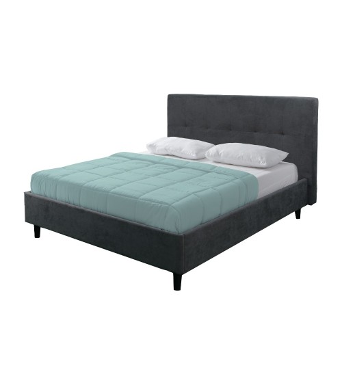 Letto matrimoniale Snello con rete fissa in tessuto Ash grigio