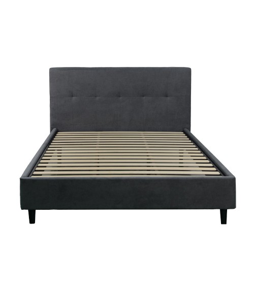 Letto matrimoniale Snello con rete fissa in tessuto Ash grigio