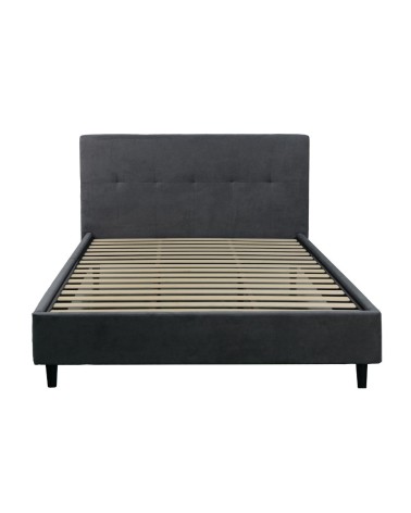Letto matrimoniale Snello con rete fissa in tessuto Ash grigio