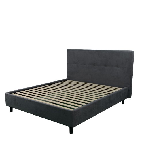 Letto matrimoniale Snello con rete fissa in tessuto Ash grigio