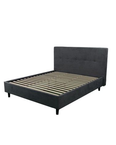 Letto matrimoniale Snello con rete fissa in tessuto Ash grigio
