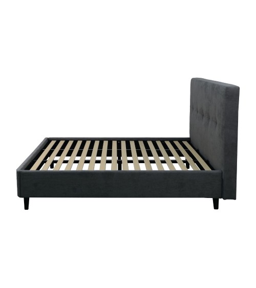 Letto matrimoniale Snello con rete fissa in tessuto Ash grigio