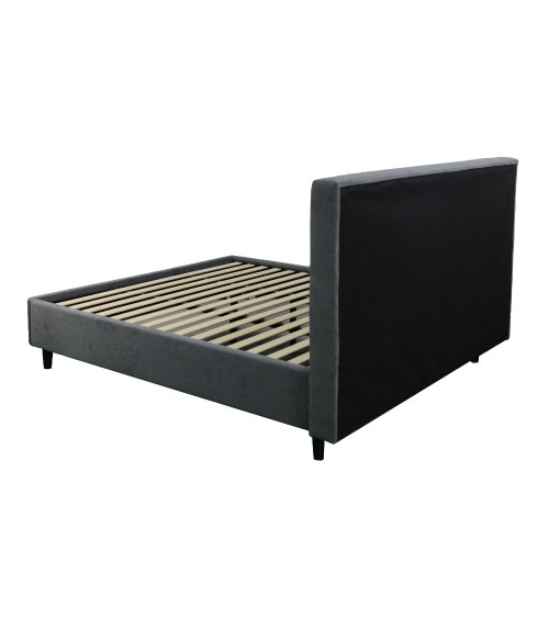 Letto matrimoniale Snello con rete fissa in tessuto Ash grigio