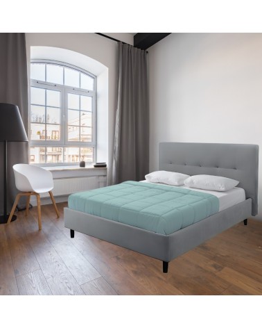 Letto matrimoniale Snello con rete fissa in tessuto grigio chiaro