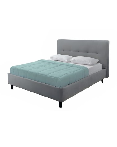Letto matrimoniale Snello con rete fissa in tessuto grigio chiaro