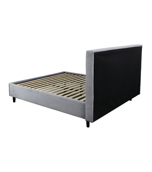 Letto matrimoniale Snello con rete fissa in tessuto grigio chiaro