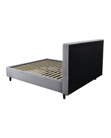 Letto matrimoniale Snello con rete fissa in tessuto grigio chiaro