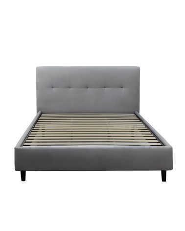Letto matrimoniale Snello con rete fissa in tessuto grigio chiaro