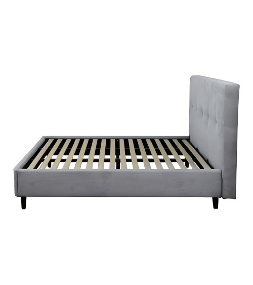 Letto matrimoniale Snello con rete fissa in tessuto grigio chiaro