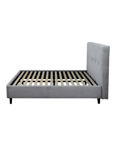 Letto matrimoniale Snello con rete fissa in tessuto grigio chiaro