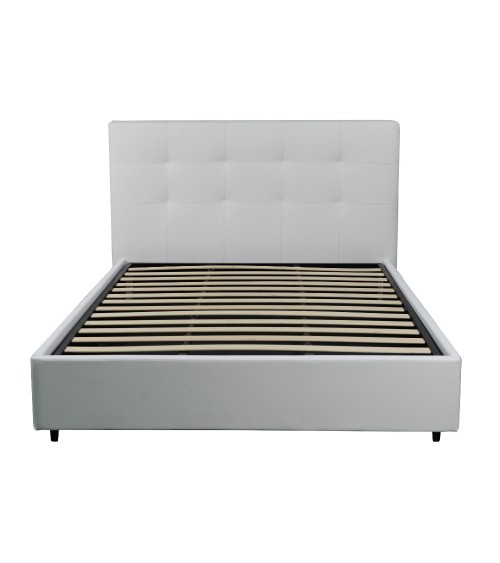 Letto matrimoniale Ascoli contenitore in ecopelle bianco