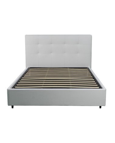 Letto matrimoniale Ascoli contenitore in ecopelle bianco