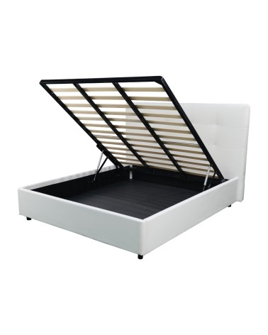 Letto matrimoniale Ascoli contenitore in ecopelle bianco