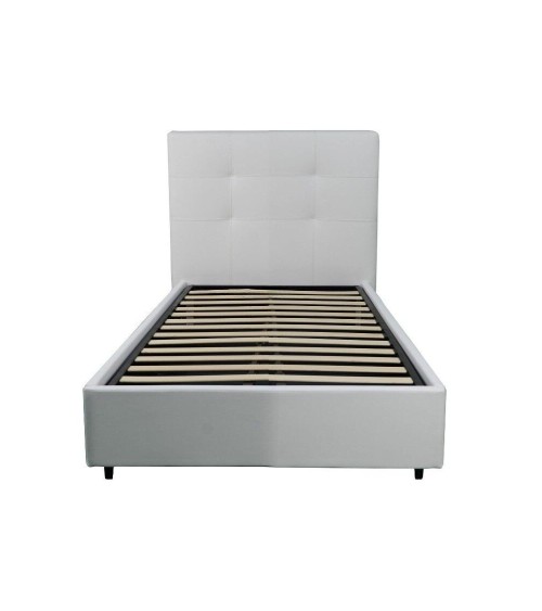 Letto singolo Ascoli contenitore in ecopelle bianco